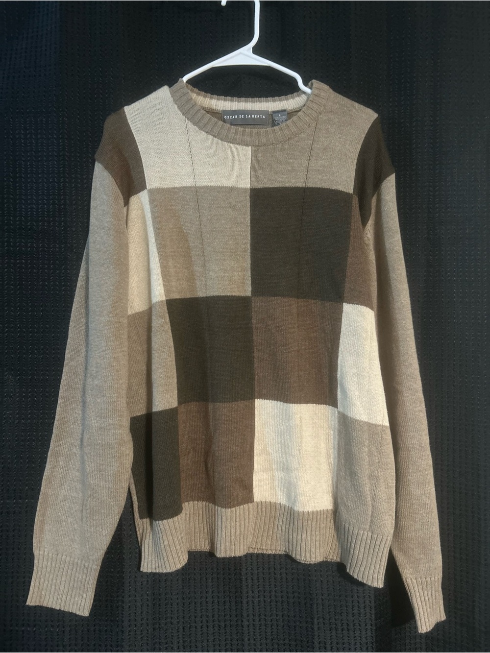 Oscar de la Renta Vintage Men's Multi-Brown Crewneck Sweater